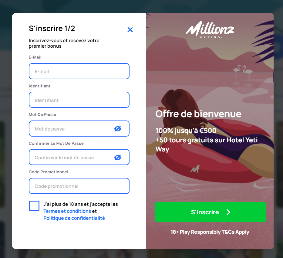 inscription millionz casino