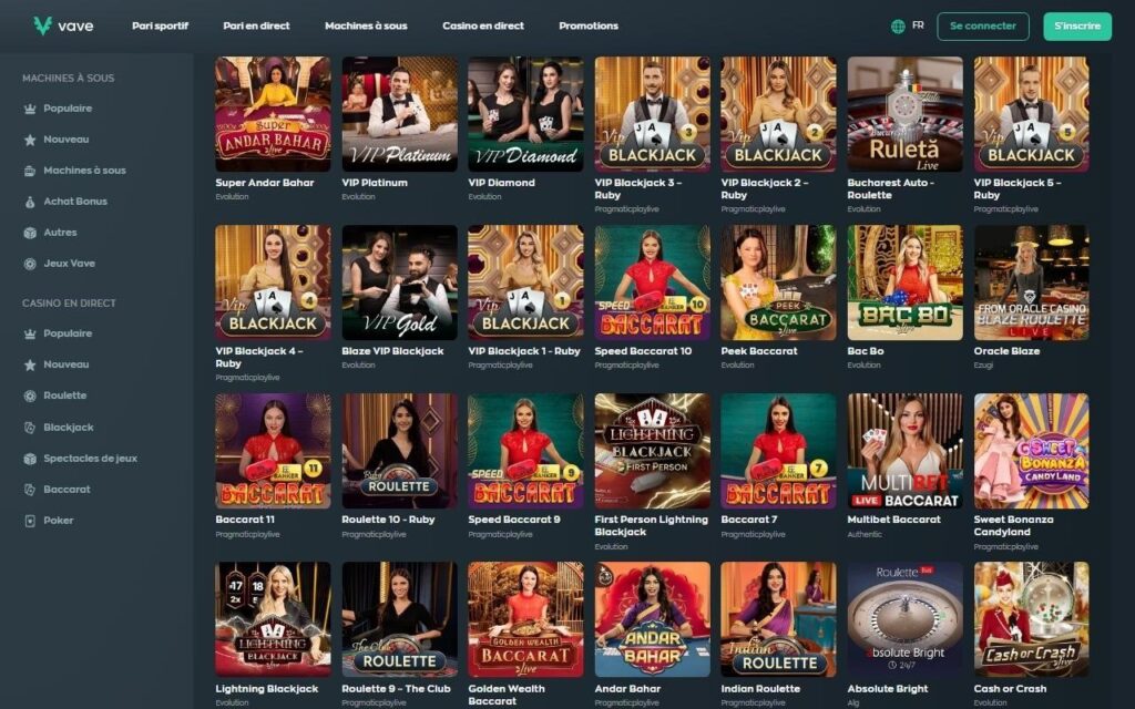 vave live casino